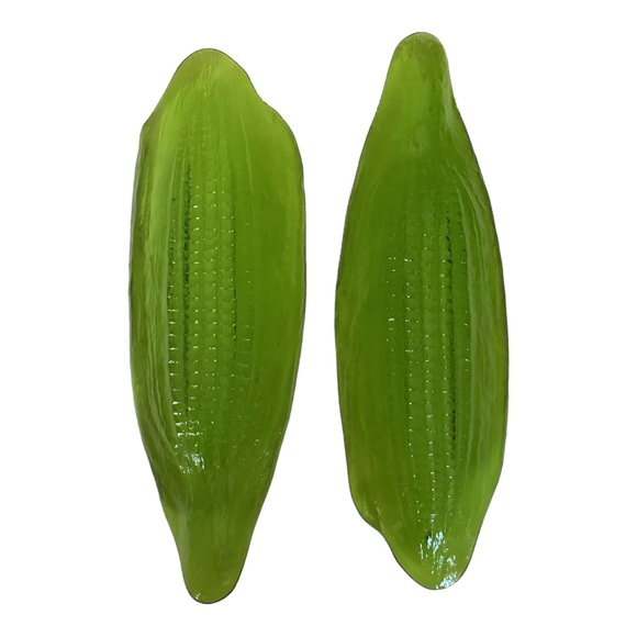 Indiana Glass Pair Of Corn On The Cob Holders Green Vintage EUC - Picture 5 of 10